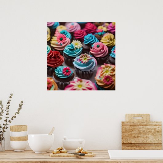 Sweet Colorful Cupcakes versie 1 Poster (Keuken)