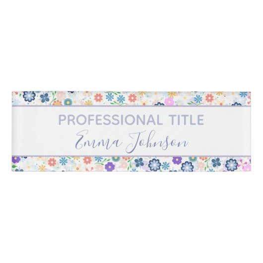 Sweet Colorful Ditsy Floral Pattern Naambadge (Voorkant)
