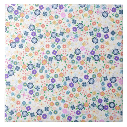 Sweet Colorful Ditsy Floral Pattern Tegeltje (Voorkant)