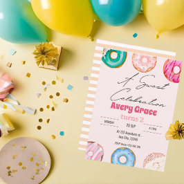 Sweet Colorful Donuts Birthday Party Invitation Kaart
