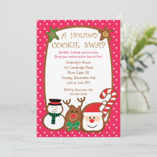 Sweet & Colorful Holiday Cookie Swap Uitnodigingen (Staand voorkant)