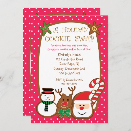 Sweet & Colorful Holiday Cookie Swap Uitnodigingen (Voorkant / Achterkant)