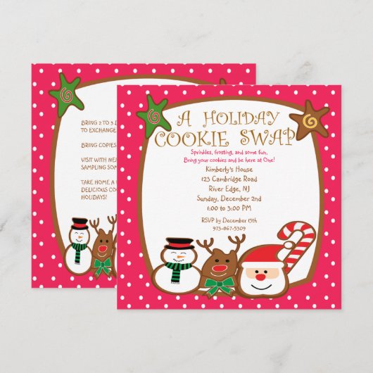 Sweet & Colorful Holiday Cookie Swap Uitnodigingen (Voorkant / Achterkant)