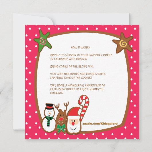 Sweet & Colorful Holiday Cookie Swap Uitnodigingen (Achterkant)