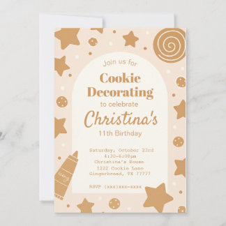 Sweet Cookie Decorating Birthday Invitation Kaart