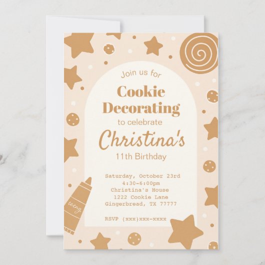 Sweet Cookie Decorating Birthday Invitation Kaart (Voorkant)