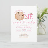Sweet Cookie Girl Eerste Verjaardag Pink Gingham J Kaart (Staand voorkant)