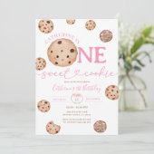 Sweet Cookie Girl Eerste Verjaardag Pink Gingham J Kaart (Staand voorkant)