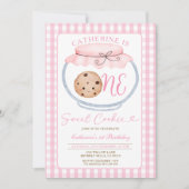 Sweet Cookie Girl Eerste Verjaardag Pink Gingham J Kaart (Voorkant)
