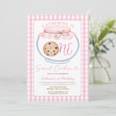 Sweet Cookie Girl Eerste Verjaardag Pink Gingham J Kaart (Staand voorkant)