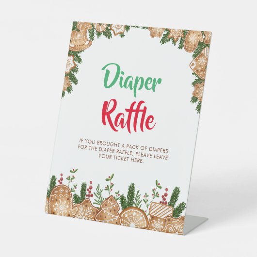 Sweet Cookie Kerstluier Raffle Baby shower Reclamebord Met Voetstuk (Voorkant)