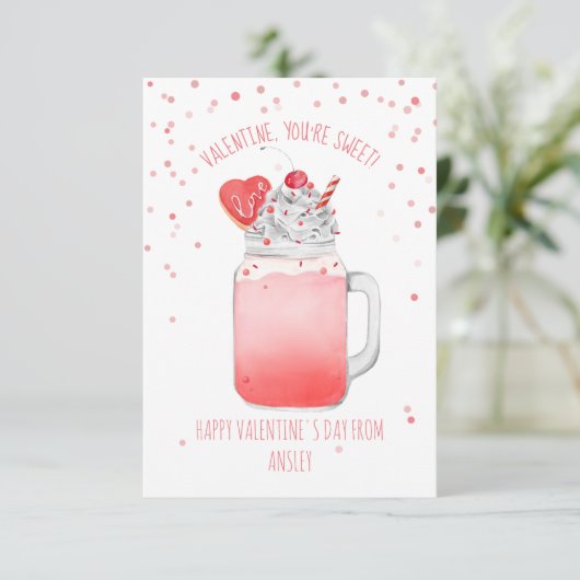 Sweet Cookie Milkshake Classroom Valentijn Kaart (Staand voorkant)