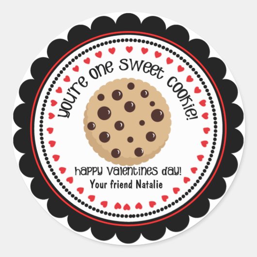 Sweet Cookie Valentijnse Kinderen Classroom Sticke Ronde Sticker (Voorkant)