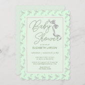 Sweet Coquette Green Bow Stropdas Elegant Baby sho Kaart (Voorkant / Achterkant)