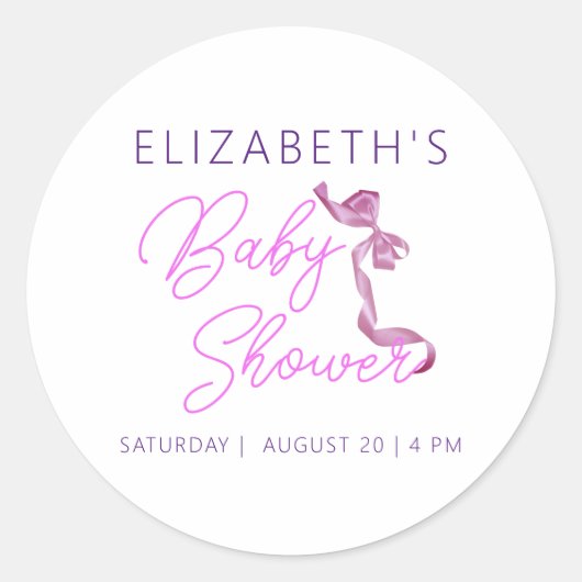 Sweet Coquette Paarse boog Stropdas Elegant Baby s Ronde Sticker (Voorkant)