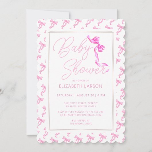 Sweet Coquette Roze Bow Stropdas Elegant Baby show Kaart (Voorkant)