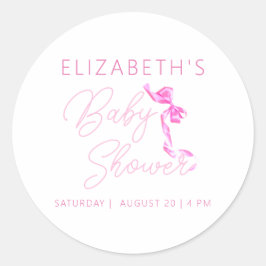 Sweet Coquette Roze Bow Stropdas Elegant Baby show Ronde Sticker