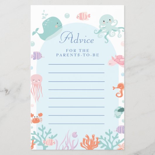 Sweet Coral Reef Advies Kaart Nieuwe Ouders (Voorkant)
