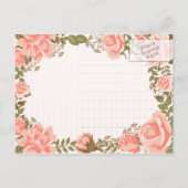 Sweet Coral rozen tuin vrijgezellenfeest Uitnodiging Briefkaart (Achterkant)