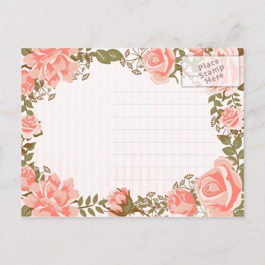 Sweet Coral rozen tuin vrijgezellenfeest Uitnodiging Briefkaart (Achterkant)