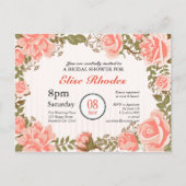 Sweet Coral rozen tuin vrijgezellenfeest Uitnodiging Briefkaart (Voorkant)