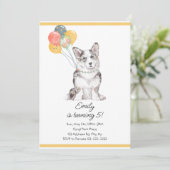  Sweet Corgi Birthday-ballonnen Kaart (Staand voorkant)