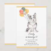  Sweet Corgi Birthday-ballonnen Kaart (Voorkant / Achterkant)