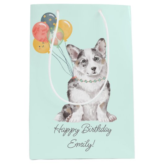  Sweet Corgi Birthday-ballonnen Medium Cadeauzakje (Voorkant)