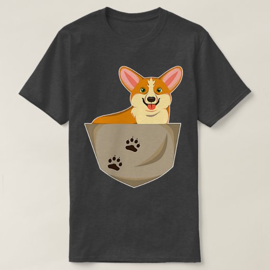 Sweet corgi in de borstzak van het shirt (Design voorkant)