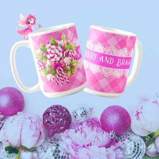 Sweet Cosy Cottage Roze en Paarse Kerstmis Koffiemok