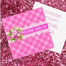 Sweet Cottage Roze Paarse Flat Vakantie uitnodigin