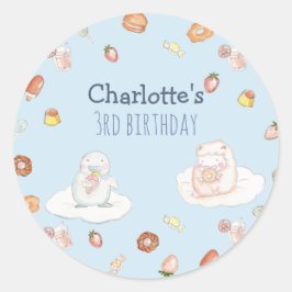 Sweet Cotton snoep wolk baby blauw kids birthday Ronde Sticker