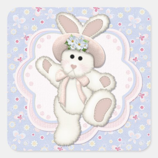 Sweet Country Bunny Vierkante Sticker (Voorkant)