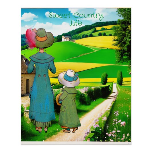 Sweet Country Life Groen Boerderijen Hillside Rust Perfect Poster (Voorkant)