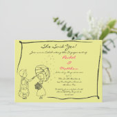 Sweet Couple in Rain Verloving Invitation Kaart (Staand voorkant)