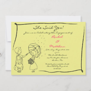 Sweet Couple in Rain Verloving Invitation Kaart