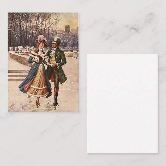 Sweet Couple Skater in kerstseizoen Visitekaartje (Voorkant / Achterkant)