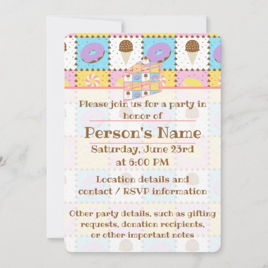 Sweet Cravings Party Uitnodiging (Voorkant)