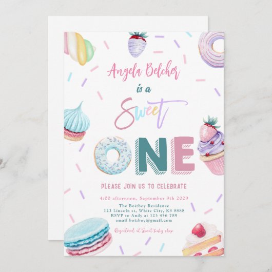 Sweet Cream Viering Sweet One Verjaardagsfeest Kaart (Voorkant / Achterkant)