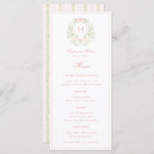 Sweet Crest Monogram 4 Cursus Trouwen Menu (Voorkant / Achterkant)