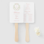 Sweet Crest Monogram Wedding Programma Handwaaier (Voorkant en achterkant)