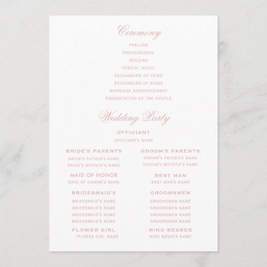 Sweet Crest Monogram Wedding Programma Programmakaart (Achterkant)