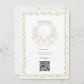 Sweet Crest w/ Blush Pink Bows Vrijgezellenfeest Kaart (Achterkant)