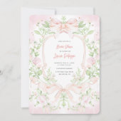 Sweet Crest w/ Blush Pink Bows Vrijgezellenfeest Kaart (Voorkant)