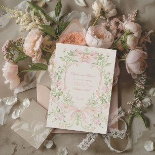 Sweet Crest w / Blush Pink Wedding Bows Kaart