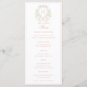 Sweet Crest w/Pink Bows | Monogram bruiloft Menu (Voorkant)