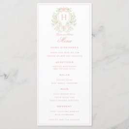 Sweet Crest w/Pink Bows | Monogram bruiloft Menu