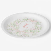 Sweet Crest w/Pink Bows | Monogram Vrijgezellenfee Papieren Bordje (Gekanteld)