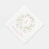 Sweet Crest w/Pink Bows | Monogram Vrijgezellenfee Servet (Hoek)