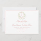 Sweet Crest w/Pink Bows Save The Date (Voorkant)